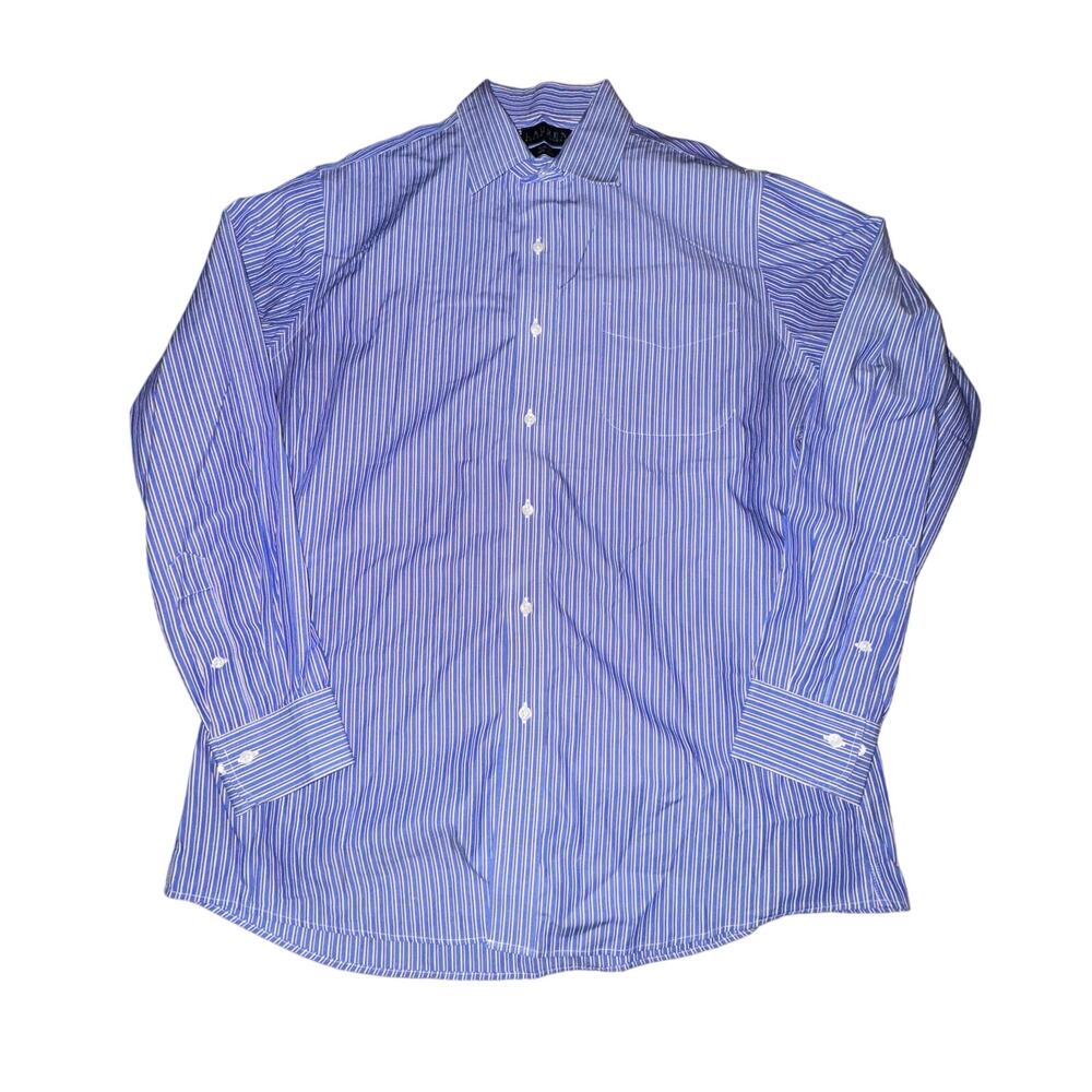 Lauren Ralph Lauren Dress Shirt Men's Size 34/35 Blue Purple White Striped